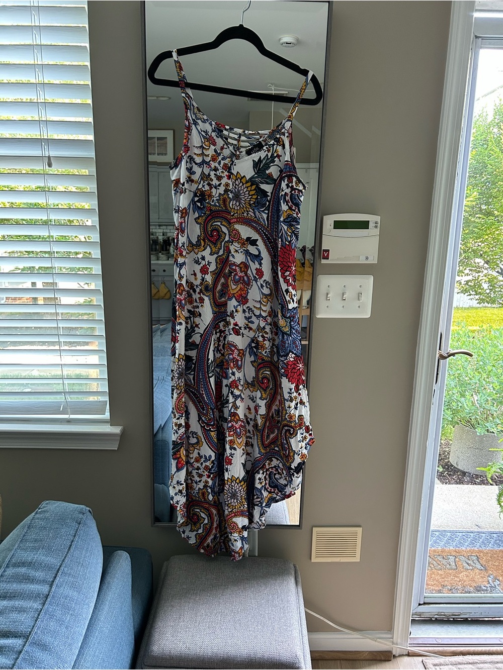MSK Jumpsuit with Red, Blue and Yellow Paisley Floral Print Size L - Picture 7 of 7